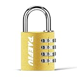 4 Stellig Vorhängeschloss Zahlenschloss, Alulegierung Schloss mit Zahlencode Solide Spindschloss, Metall Lock für Spind Fitnessstudio Werkzeugkasten (Gold)