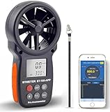 BTMETER Anemometer Bluetooth Wireless Handheld, BT-100APP Digital Windmesser CFM Messgerät, LCD Wind Speed Meter Gauge, Windgeschwindigkeit Temperatur Wind Chill Tester