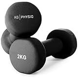 KG Physio Hantelset mit A3-Übungsposter - Neopren Kurzhanteln 2er Set - Fitness Gewichte aus Gusseisen - Gewichte Hantel Set, Schweißabweisendes Kurzhantelset für Frauen und Männer - Hanteln 1kg-10kg