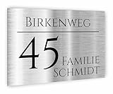 Premium Hausnummer | individuell anpassbar | Aluverbund silber gebürstet | UV Beständig | Witterungsfest