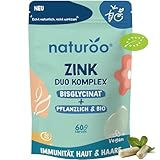 Bio Zink Duo Komplex : Natürlich & Hochwertig | 60 Kapseln vegan hochdosiert für 2 Monate | Zinkbisglycinat + pflanzlicher Bio-Zink mit Vitaminen B6 & B2, für Haut, Haare, Immunität & Fruchtbarkeit