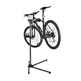 Relaxdays Fahrrad Montageständer, höhenverstellbarer Wartungsständer, für Rahmen 25-40 mm, bis 30 kg, mit Ablage, Silber