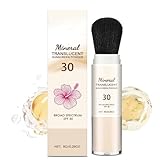 Mineralpuder-Sonnenschutzpinsel SPF 30, Natürliches mattes Finish, Langanhaltend, leicht, atmungsaktiv Für Gesicht und Kopfhaut, Reisegröße für den Strand