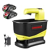 ONEVAN Akku Düngerstreuer, 5.5L Kabellose Elektrische Streusalz Streuer mit 2 2.0Ah Akkus, 140° Streuwinkel 6-Gang Streumengenregulierung, Streuwagen Handstreuer für Saatgut Rasendünger Streusalz