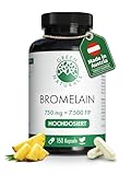 Bromelain – Hochdosiert: 7.500 F.I.P (750 mg) aus natürlichem Ananas-Extrakt – magensaftresistente Kapseln – 150 Kapseln (5 Monate) – Vegan & laborgeprüft – Green Naturals®