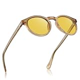 CARFIA Unisex Nachtsichtbrille, Runde Blendschutz Nachtfahrbrille für Autofahren Radfahren Party CA5289