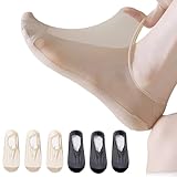 AYPOW 6 Paar Damen Ultra Atmungsaktiv Füßlinge Unsichtbare Socken, Low Cut Baumwolle Unten Liner Mesh Nylon Eisseide Sockens, Mode Rutschfest Silikon Söckchen für Loafer Flache Sneakers Schuhe