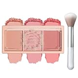 EONFAVE Matte Blush Puder, 3 In 1 Rouge Palette, Face Rouge und Brush Make Up Powder für Langanhaltende Schweißresistente Nicht Fettige Blush Glow Brighten Skin für Tägliches Makeup (#01)