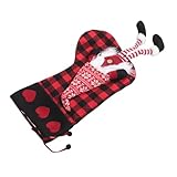 YARNOW Weihnachtsstrumpf-Geschenktüte Weihnachtsdekoration Weihnachten hängend Weihnachtssocke Weihnachtszwergfiguren Ornamente Bestickt Weihnachtsstrümpfe Polyester rot