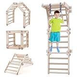 Yosamy Sprossenwand für Kinder, Klettergerüst Indoor, Sprossenwand Kinderzimmer mit 2 Aufhängeringen, Turnreck, Tragfähigkeit 60 kg