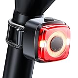 Glangeh Rücklicht Fahrrad LED mit Seitlicher Warnleuchte, Sichtweite 200 m, USB-C Aufladbar & Batteriestatus, IPX5 Wasserdicht, StVZO Zugelassenes Fahrradlicht Hinten für Rennrad, E-Bike und Rucksack