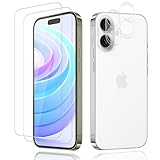 Carantee 2+2 Stück Schutzfolie für Panzerglas für iPhone 16 Kamera Displayfolie, 100% Touchgenauigkeit, Selbstheilende Panzerfolie+Linsenfolie, 9H Kratzfest Blasenfrei für iPhone 16 Schutzglas Folie