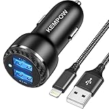 Zigarettenanzünder USB iPhone Auto Ladegerät Adapter mit iPhone Ladekabel[Apple MFi Zertifiziert], Kfz Ladegerät USB Auto Adapter mit Lightning Kabel für iPhone 14 13 12 11 Pro Max/Plus/XS/X/8/7/6/SE