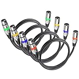 4Pack DMX Kabel 1m 3 Pin DMX Cable XLR Kabel, Mikrofonkabel XLR Stecker auf Busche, DMX Signalkabel DMX Licht Kabel XLR