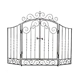 Kaminschutzgitter, großer Flacher Kaminschutz, Dekorgitter aus Schmiedeeisen für den Außenbereich, sichere Kaminplatten für Holzöfen