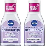 NIVEA Beruhigendes Mizellenwasser, Mizellen Reinigungswasser für sensible Haut, parfümfreies Gesichtswasser mit Dexpanthenol und Aminosäurekomplex, feuchtigkeitsspendende Gesichtsreinigung (100 ml)
