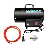 Wiltec Gasheizgebläse 15 kW, Gas Heizkanone mit 30 W Motor, Heißluftgenerator aus Stahl, LPG-betriebener Bauheizer, Gasheizer mit Piezo-Zündung