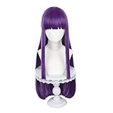 Anime Farn Cosplay Perücke für Sousou no Frieren, lange lila Haarperücken mit Pony für Frauen und Mädchen