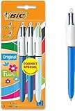 BIC 4 Farben Kugelschreiber Set 4 Colours Original & Fun, 3er Pack, Ideal für das Büro, das Home Office oder die Schule