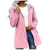 KOG Damen Regenjacke Wasserdicht Übergangsjacke Dünne Wanderjacke Zipper Jacke Solid Kleidung Teenager Mädchen Trachtenjacke Fashion Regenmantel Slim Fit Hoodie Jacke Sportjacke Rosa L