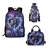 xixirimido Schulrucksack-Set für Kinder, Lunch-Tasche, Flaschenhalter, Tasche, 3 Stück, Pferdeblume, One size