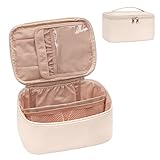 Make-up-Tasche, Tragbare Kosmetische Tasche, Reise-Make-up-Fall-Organisator der großen Kapazität, Schwarz für Frauen-Toilettentasche für Mädchen, die mit Griff und Teiler Reisen (weiß)