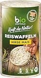 biozentrale Reiswaffeln Hirse Mais | 12er Pack (12x100g) | Vorteilspack | Glutenfrei & Vegan | Wichtige Ballaststoff Quelle | Auch als Snack