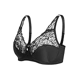 Damen-Bralette, bequem, Spitze, wandelbar, kabellos, Bralette mit Trägern und abnehmbaren Pads, BHs für Frauen, Schwarz , 80D