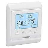 ME5516 Programmierbares Thermostat, LCD-Smart-Thermostat, Speicherfunktion, Programmierbare Funktion, Tastenempfindlich, LCD, Geeignet für Elektrische Heizung, Büros, (3A)