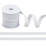 NBEADS 10.94 Yards (10 m) Gummiband, 12 mm Flach Laciness Wäschegummi Elastische Schnur Edge Gehäkeltes Kordelband mit Riemenkante Für Näharbeiten Hochzeitsdekoration Geschenkverpackung, Rauch Weiss