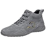 Sneaker Herren Schwarz Leder Hoch: Sportschuhe Herren 43 Wasserdicht - Turnschuhe Herren Damen Leichte Wanderschuhe Laufen Atmungsaktiv Lässige Arbeitsschuhe Unisex Freizeitschuhe Walking Schuhe