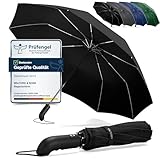Regenschirm Taschenschirm Sturmfest + Auf-Zu Automatik & Schirm-Tasche, Schwarz | Herren Damen Reiseschirm - Kompakt Stabil, Teflon Wind- & Regen- Dicht | Taschenregenschirm Golfschirm Umbrella