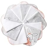 mimaDu Moltontücher Baby Waschlappen , Kinder Waschlappen Kinder Set Waschtücher Baby Waschlappen Kinderwaschlappen Baumwolltücher Baby Oeko-TEX 10er Set - 25x25 cm - pink Weiss grau