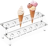 Eistüte Halter, Acryl Eistütenhalter, 12 Löcher Transparent Eiswaffel Ständer, Eiscreme Halter Eiss Tropfschutz, Aufbewahrungshalter, Doppellagiger Schreibtisch-Organizer Für Salate Und Vorspeisen
