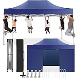 COBIZI Faltpavillon 3x4,5 Wasserdicht Stabil Winterfest mit Seitenwand,Pop Up Pavillon Partyzelt,Sonnenschutz Gartenpavillon,Pavillon Faltbar mit Handtasche(3 mal 4,5m Dunkelblau)