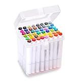 Waschbar Marker Stifte set mit 48 Farben doppelseitige Design Farbspitze Marker Set für Kindergarten Studenten/Kunstler zum Skizzieren Kalligraphieren Zeichnen Comics