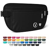 Vantamo Bauchtasche Damen Ultraflach mit RFID-Schutz, Geldgürtel für Reisen mit 2 Fächer und Verstellbarem Gurt, Hüfttasche Herren für Laufen und Wandern Passt für Reisepass, Bargeld und Telefon