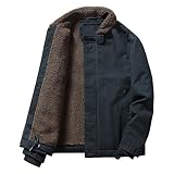 ofeirhz Fleecejacke für Herren, warme Lammwolle, kurze Jacke, Fleece-gefüttert, Winter, verdickter Kragen, gepolsterte Arbeitskleidung, Pilotenjacke, Baumwollkleidung, Lammwolle, Baumwolljacke, dicker