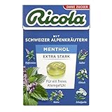 Ricola EXTRA STARK Menthol, 50g Böxli Original Schweizer Kräuter-Bonbons mit 13 Alpenkräutern & natürlichem Menthol, zuckerfrei, 1 x 50g, vegan