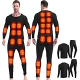 GHKWXUE Winter Men Herren Elektrische Heizung Thermal Underwear Set USB-Konstanttemperatur 28 Zonen intelligente beheizte Thermounterwäsche Geeignet für kalte Winter-Thermal Underwear zum Skifahren