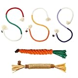 YUVKIN 5 Stück Katzen Kauspielzeug (3 Stück Katze Seil Spielzeug, 1 Stück Kaugummi-Stick und 1 Stück Karotten-Stick) Rope Cat Chew Toys, Catnip Toys für Katzen Zahnpflege & Gegen Mundgeruch