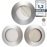 Scandinavian home 3er Set LED Einbaustrahler 230V 4,5W Warmweiß 60mm - 70mm I Badezimmer geeignet I CRI 90 500lm 3000K 68mm I Edelstahldesign mit Milchglas I LED Spot Deckeneinbauleuchte flach