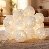 LED Lichterkette Baumwollkugeln,1.5M 10LED Lichterkette Innen Kugeln,3cm Lichterkette Kinderzimmer,Baumwollkugeln lichterkette für Kinderzimmer,Hochzeit,Weihnachten,Party Deko