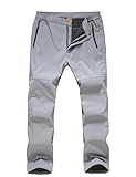 Herren Winter wasserdichte Skihose Jagd Outdoor Hosen Winddichte Thermal Winterhose Softshell Hosen, Snowboardhose, Winddichte Schneehose zum Skifahren, Wandern, Trekking-Light Gray-S#30