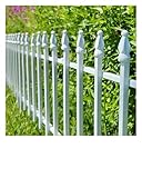 Thealyn Metall-Gartenzaun 91 cm hoch x 70 cm breit (4 Paneele + 1 Tor, Gesamtlänge 3,5 m), kein Graben Grenzzaun, Hunde-Landschaftszaun für Blumenbeet, Hof, Tierbarriere, Weiß