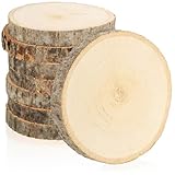 com-four® 8X Holzscheibe mit Rinde - Glasuntersetzer zum Schutz der Möbel - Holzscheiben zum Basteln und Dekorieren - Rundlinge Ø ca. 8-10 cm - Baumscheibe