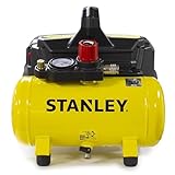 Stanley Kompressor DN200/8/6 - Luftkompressor 8 Bar - Füsterkompressor mit 6L Tankkapazität - Ölfreie Saugkompressor 105L/Min - Mit Griff und Anti-Rutsch-Füßen - Geeignet für Druckluftwerkzeuge