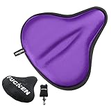 FUCNEN Fahrradsattel Überzug Violett Sattelbezug Fahrrad Gel Damen Breite Sattelbezüge, Bequemes Fahrrad-Sitzkissen Gel Für Heimtrainer Training Schreibwaren Spinning Radfahren – 27 x 25CM