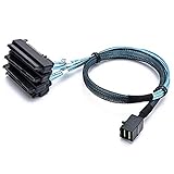 CableDeconn SFF-8643 interne Mini SAS HD auf (4) 29pin SFF-8482 Stecker mit SAS 15pol Power Port 12 GB/s Kabel (1m)