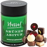 Hallingers Hurra! Grünes Abitur - Manufaktur Pralinen handmade ohne Alkohol aus Edelkakao Schokolade Geschenk für Jungjäger nach Jagdprüfung (Dose) - Geschenk im Sommer & als perfektes Grillgeschenk |